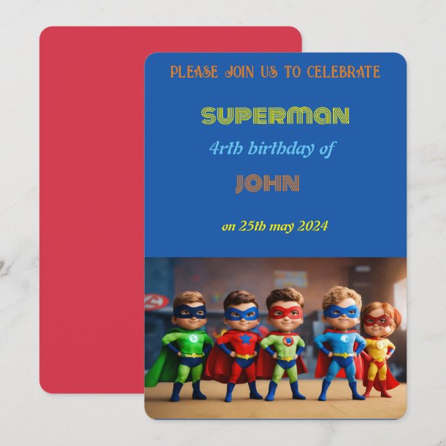 superman birthday invitation (Front/Back)