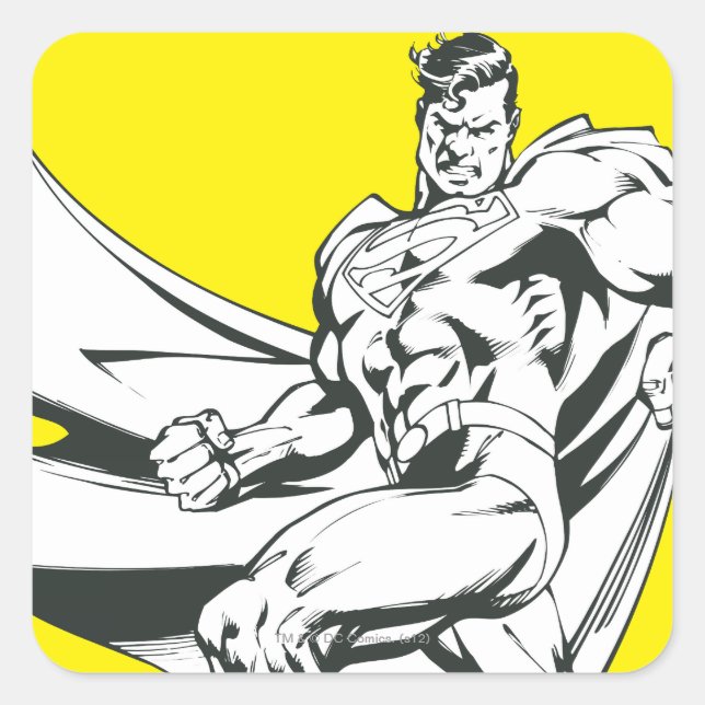 Superman Black and White 2 Square Sticker (Front)