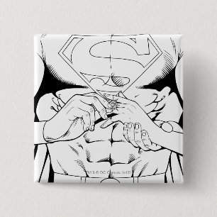 Superman Black and White 3 2 Inch Square Button