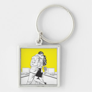 Superman Black and White 5 Keychain