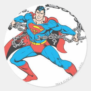 Superman Breaks Chains 2 Classic Round Sticker