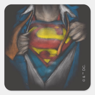 Superman   Chest Reveal Sketch Colorized Square Sticker