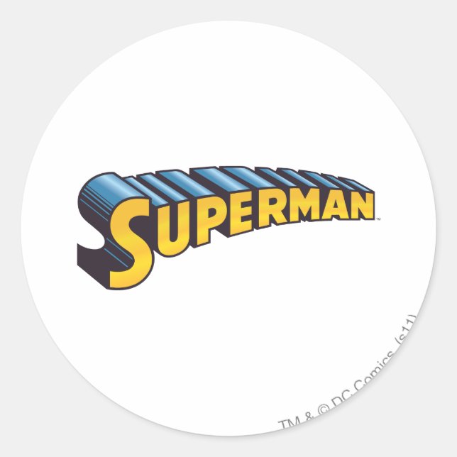 Superman | Classic Name Logo Classic Round Sticker (Front)