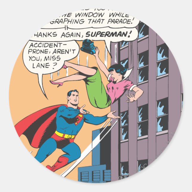 Superman Comic Panel - Accident-Prone Lois Classic Round Sticker (Front)