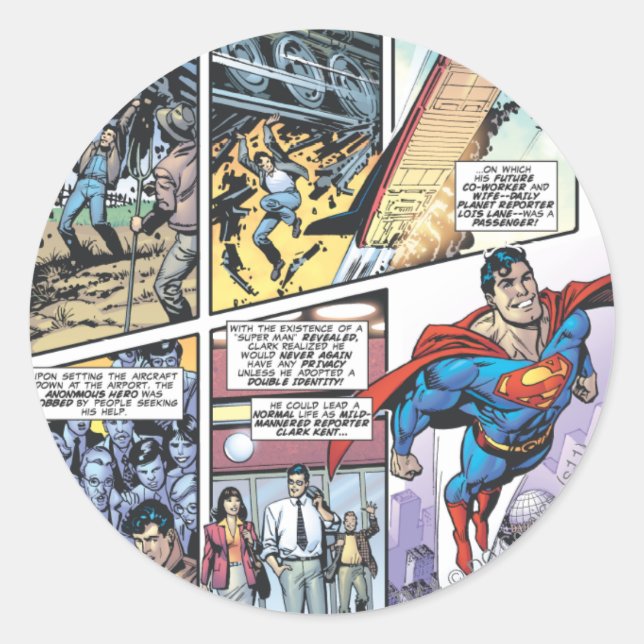 Superman Comic Panel - Clark's Origins 2 Classic Round Sticker (Front)
