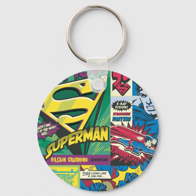 Superman Comic Panels Keychain (Front)