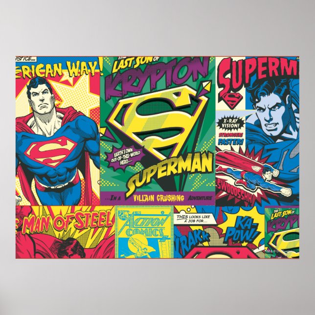 Superman Comic Panels Poster (Front)