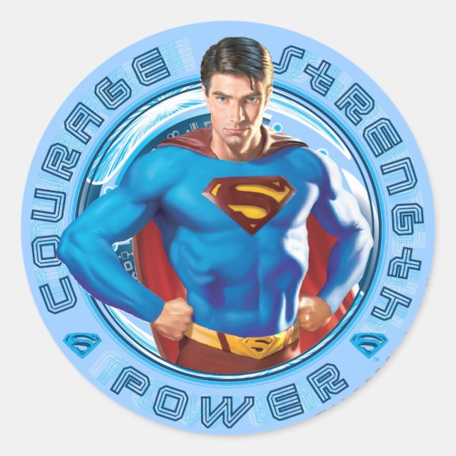 Superman Courage Strength Power Classic Round Sticker (Front)