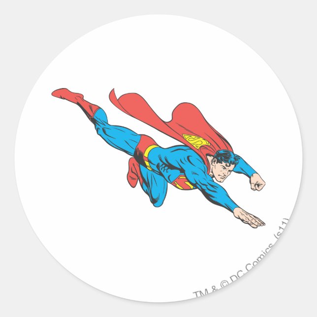 Superman Dives Right Classic Round Sticker (Front)