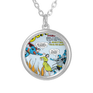 Superman (Double-Feature with Batman) Silver Plated Necklace