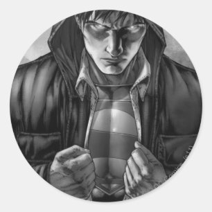 Superman Earth Cover - Black and White Classic Round Sticker