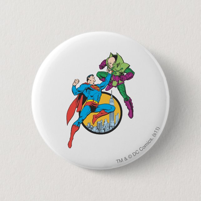 Superman Fights Lex Luthor 2 Inch Round Button (Front)