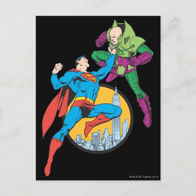 Superman Fights Lex Luthor Postcard (Front)
