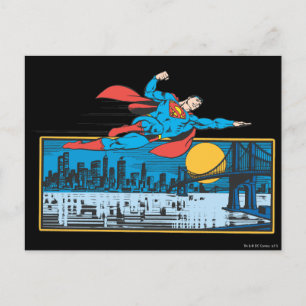 Superman Flies Across Town Postcard