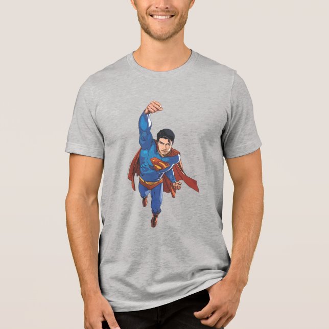 Superman Flying Forward Tri-Blend Shirt (Front)