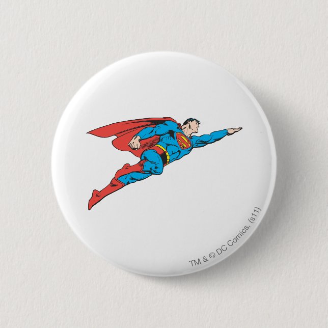 Superman Flying Right 2 Inch Round Button (Front)