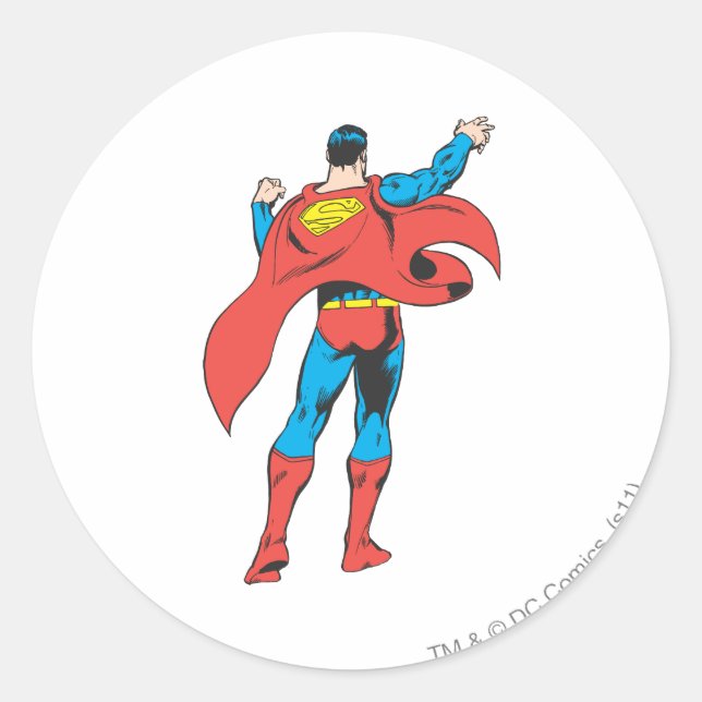 Superman From Behind Classic Round Sticker (Front)