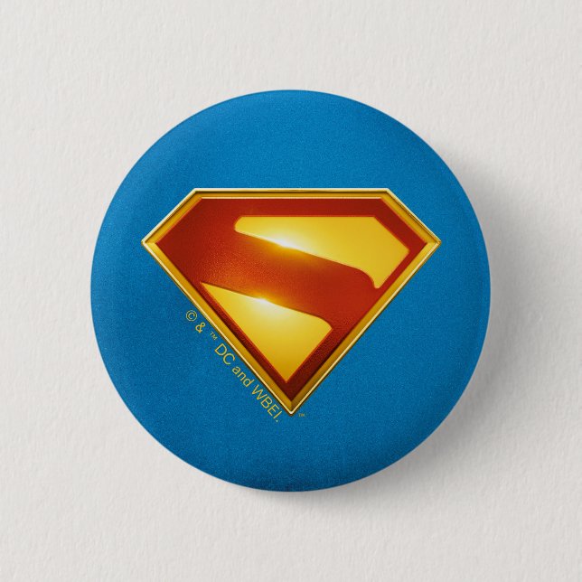 Superman Golden S Shield Brilliance 2 Inch Round Button (Front)