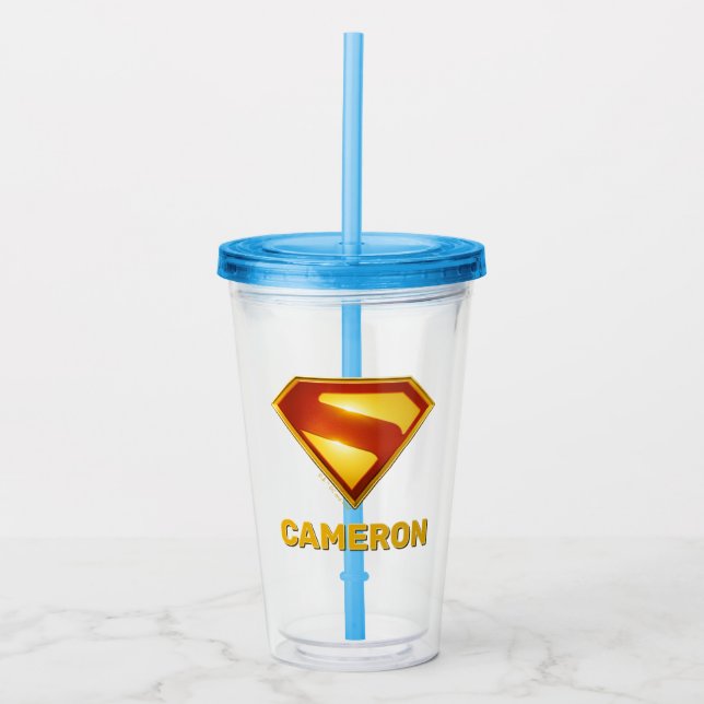 Superman Golden S Shield Brilliance Acrylic Tumbler (Front)