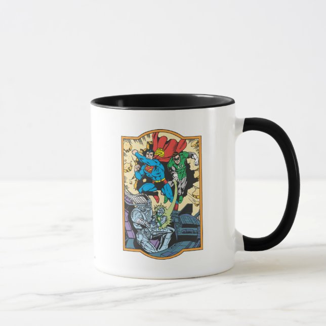 Superman & Green Lantern Fight Brainiac Mug (Right)