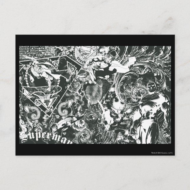 Superman Grey Collage Postcard (Front)