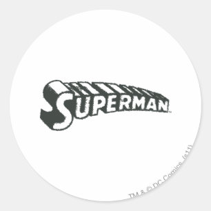 Superman   Grunge Letters Logo Classic Round Sticker