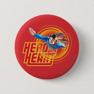 Superman Hero with Heart 2 Inch Round Button