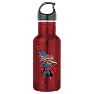 Superman Holding US Flag 532 Ml Water Bottle