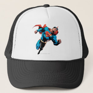 Superman in suit trucker hat