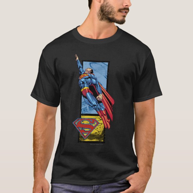 Superman jumps up with logo T-Shirt (Front)