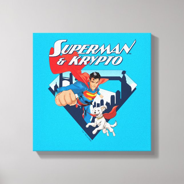 Superman & Krypto Soar Canvas Print (Front)