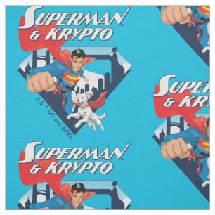 Superman & Krypto Soar Fabric