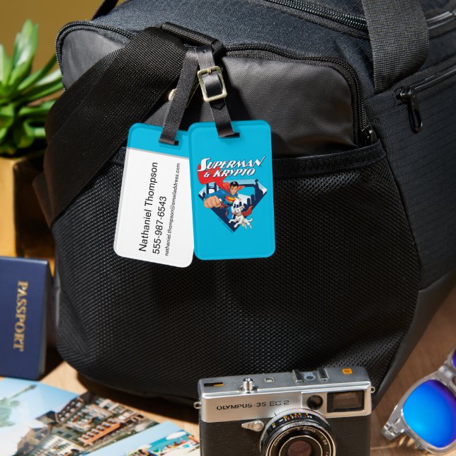 Superman & Krypto Soar Luggage Tag (Front & Back)