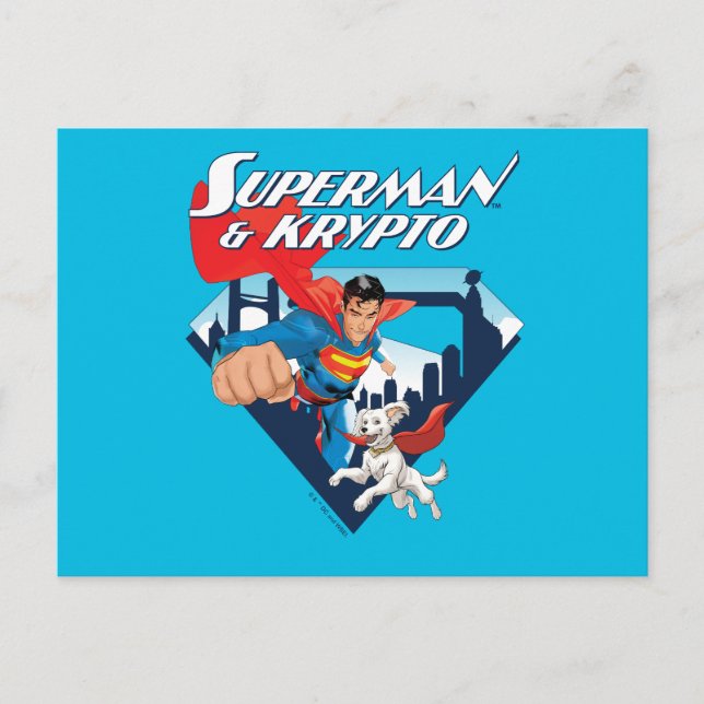Superman & Krypto Soar Postcard (Front)