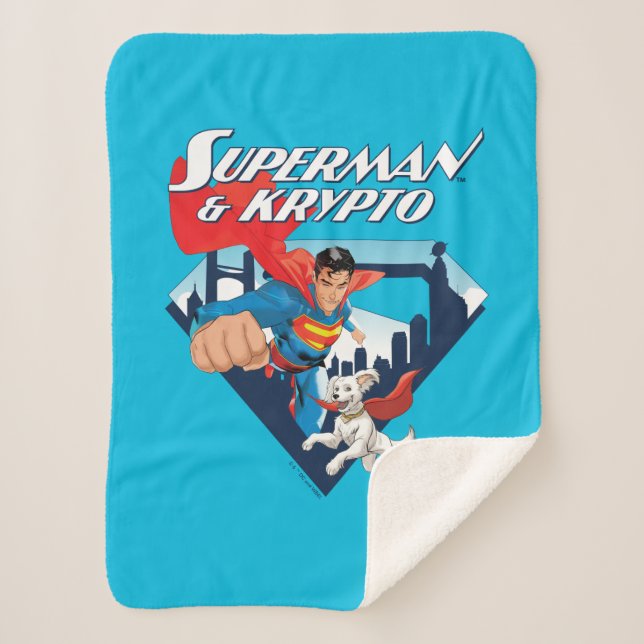 Superman & Krypto Soar Sherpa Blanket (Front)