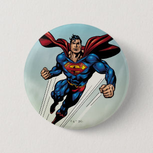 Superman leaps upward 2 inch round button