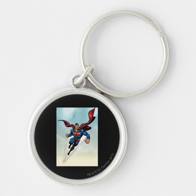 Superman leaps upward keychain (Front)