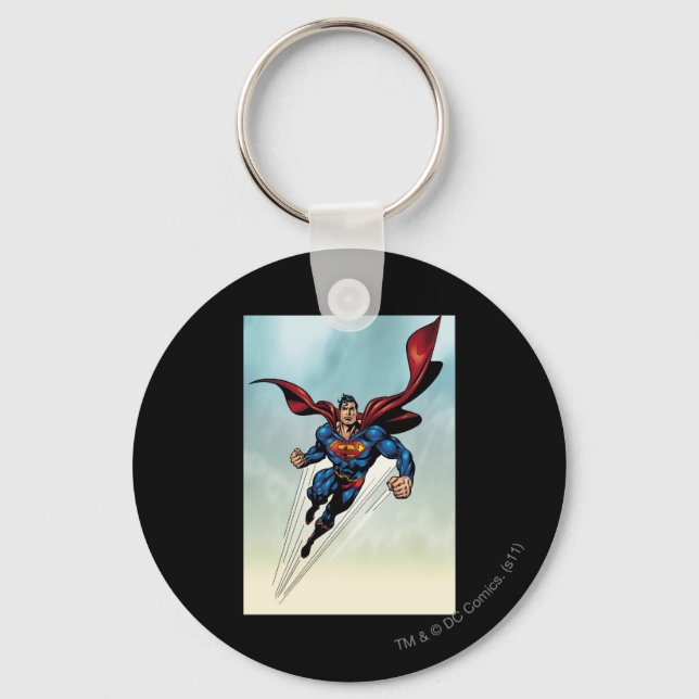 Superman leaps upward keychain (Front)