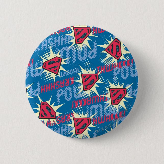 Superman Logo Pattern 2 Inch Round Button (Front)