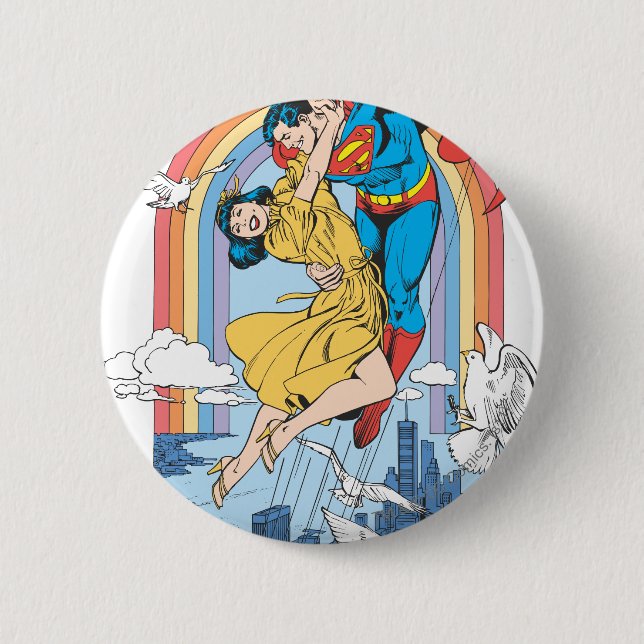 Superman & Lois in Yellow 2 Inch Round Button (Front)