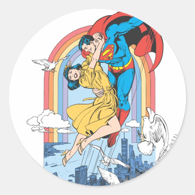 Superman & Lois in Yellow Classic Round Sticker (Front)
