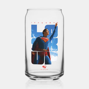 Superman Look Up Pose Can Glass