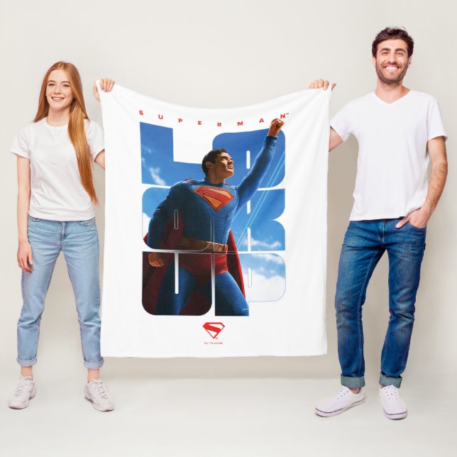 Superman Look Up Pose Fleece Blanket (In Situ)
