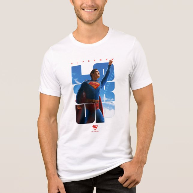 Superman Look Up Pose Tri-Blend Shirt (Front)