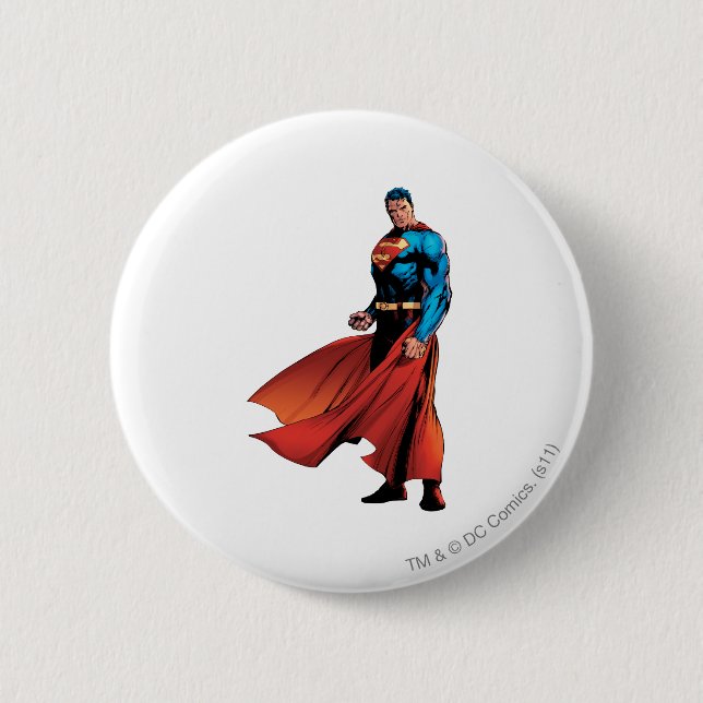 Superman Looks Front 2 Inch Round Button (Front)