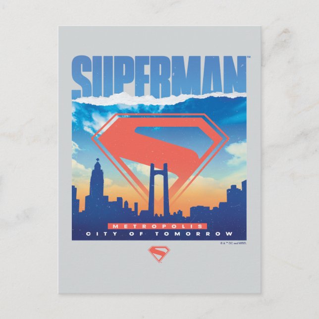 Superman Metropolis Skyline Postcard (Front)