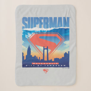 Superman Metropolis Skyline Sherpa Blanket