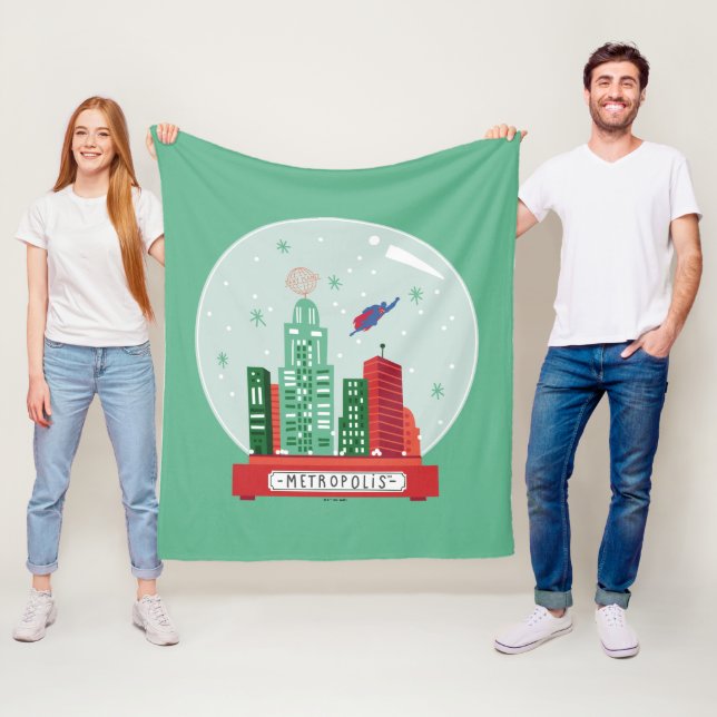 Superman Metropolis Snow Globe Graphic Fleece Blanket (In Situ)