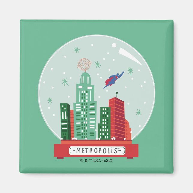 Superman Metropolis Snow Globe Graphic Magnet (Front)