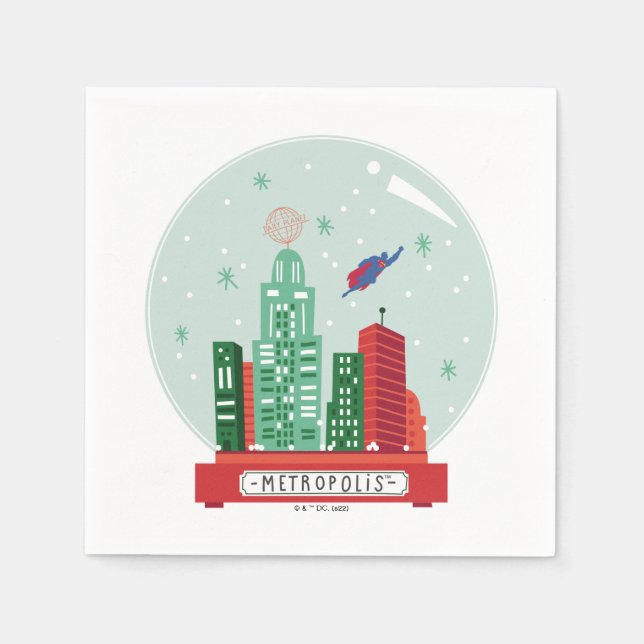 Superman Metropolis Snow Globe Graphic Napkin (Front)